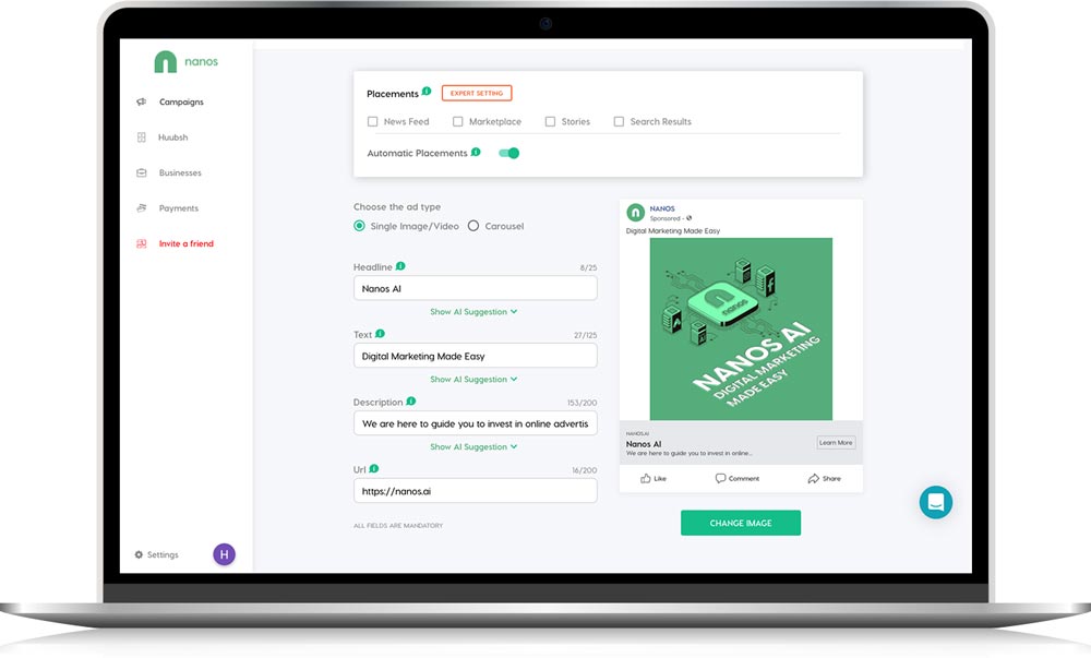 Nanos AI Ad Creation