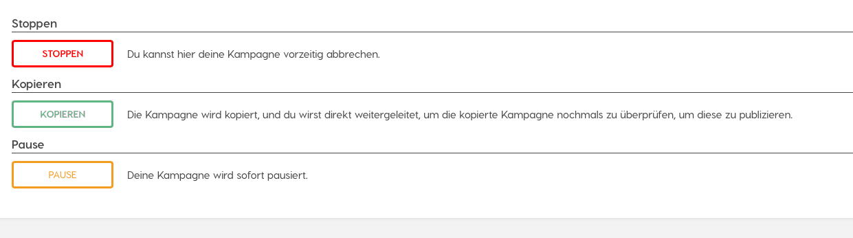 Der „Steuerung“-Reiter mit Pausieren, Stoppen und Abbrechen.